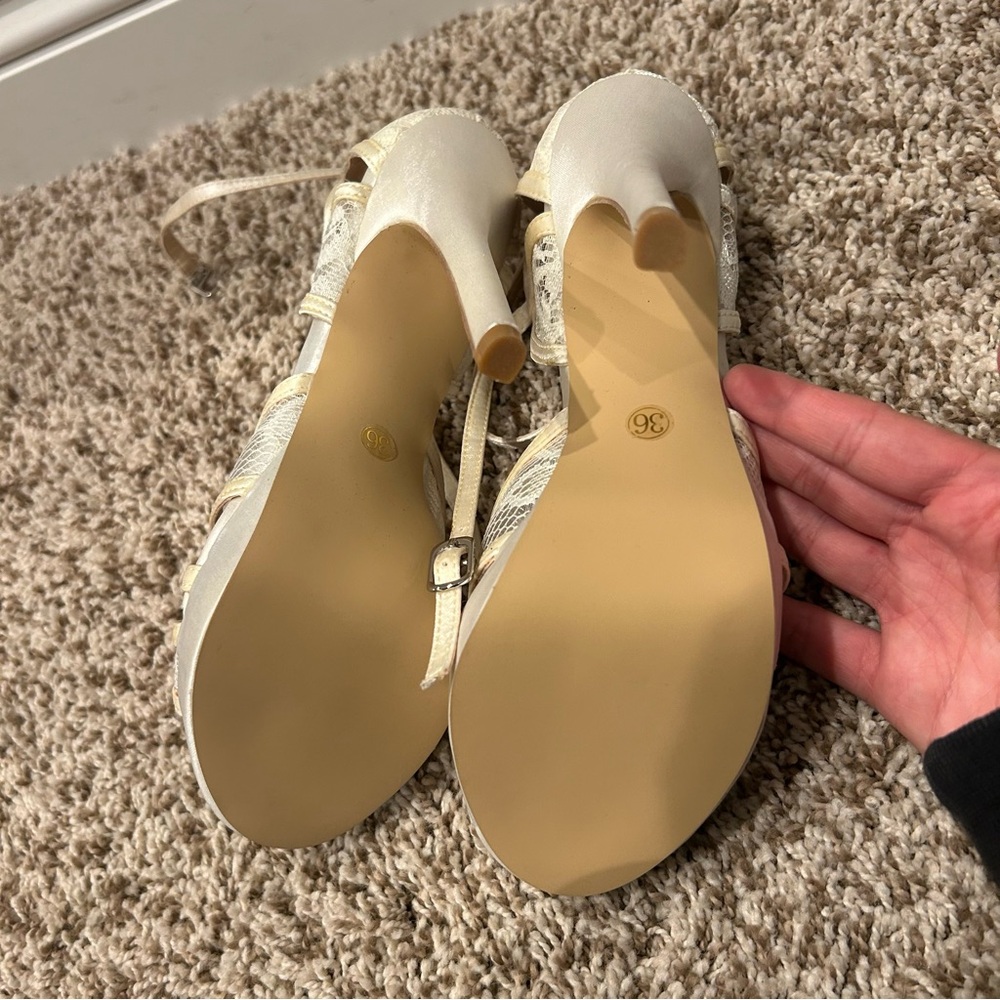 Elegant Cream Strappy Heels - Picture 12 of 12